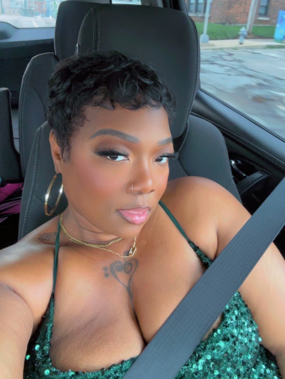Fashion Nova Dark Green Sequin Maxi Dress with High Slit - Picture 3 of 6